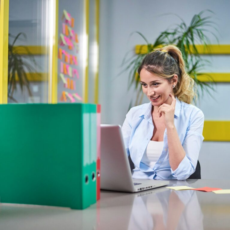 Young business woman working on the laptop